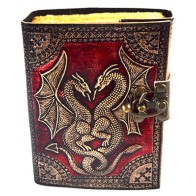 Red Double Dragon Leather Journal for Bold Writing