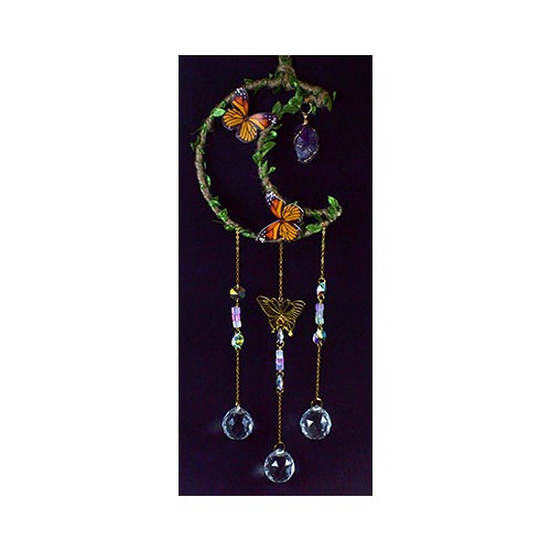 21 Inch Amethyst Butterfly Moon Sun Catcher