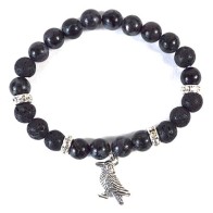 8mm Gabbro Indigo Lava Bracelet with Raven Charm