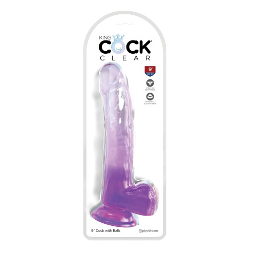 King Cock Clear 9" Cock with Realistic Design and Suction Cup