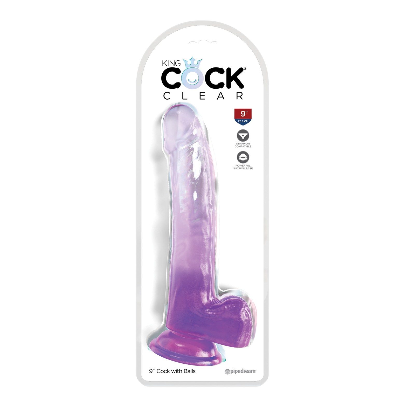 King Cock Clear 9" Pene con Diseño Realista y Base de Succión