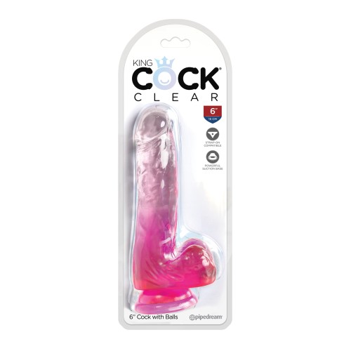 Dildo King Cock Clear de 6" con Testículos para Placer Realista