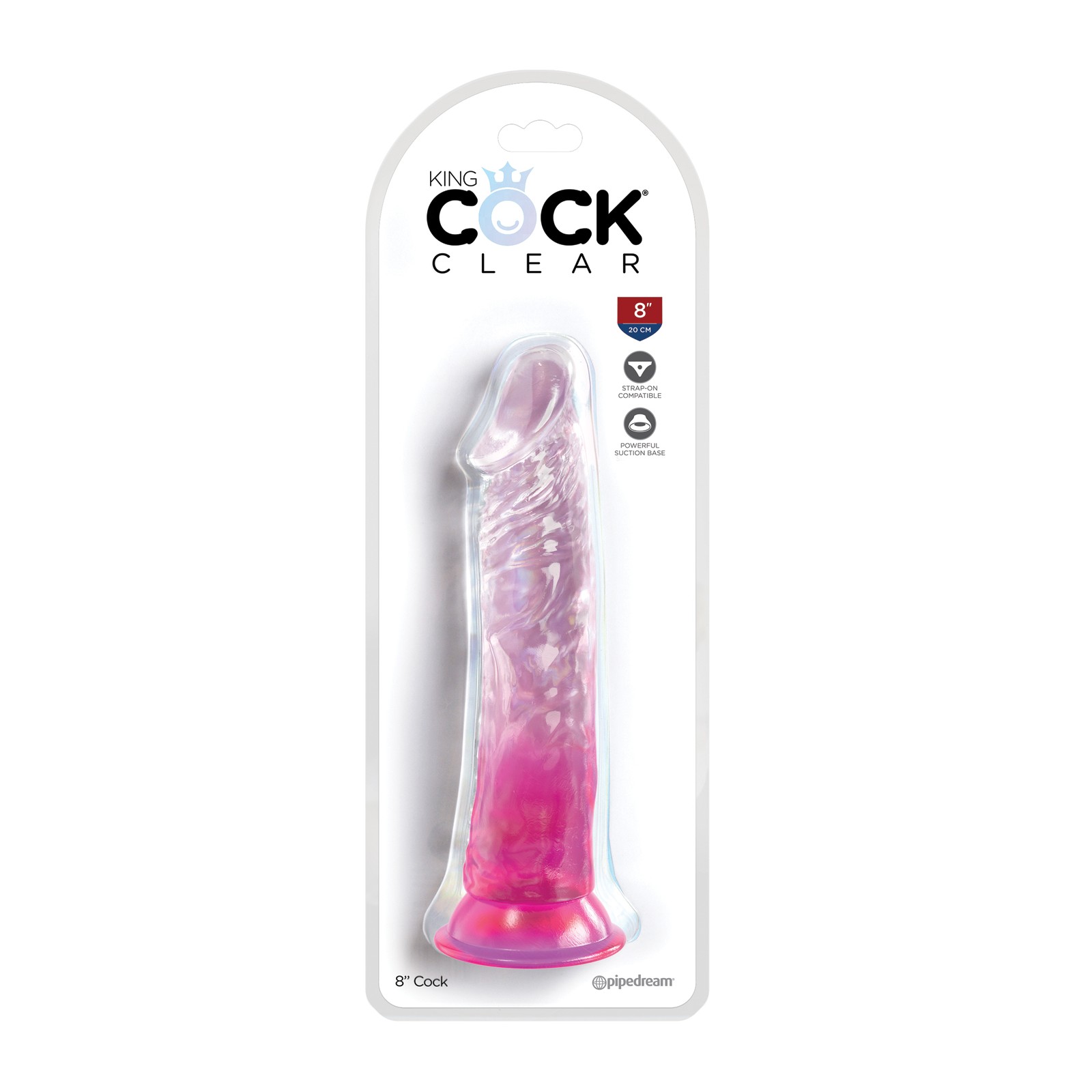 King Cock Clear 8 Inch Cock - Pink