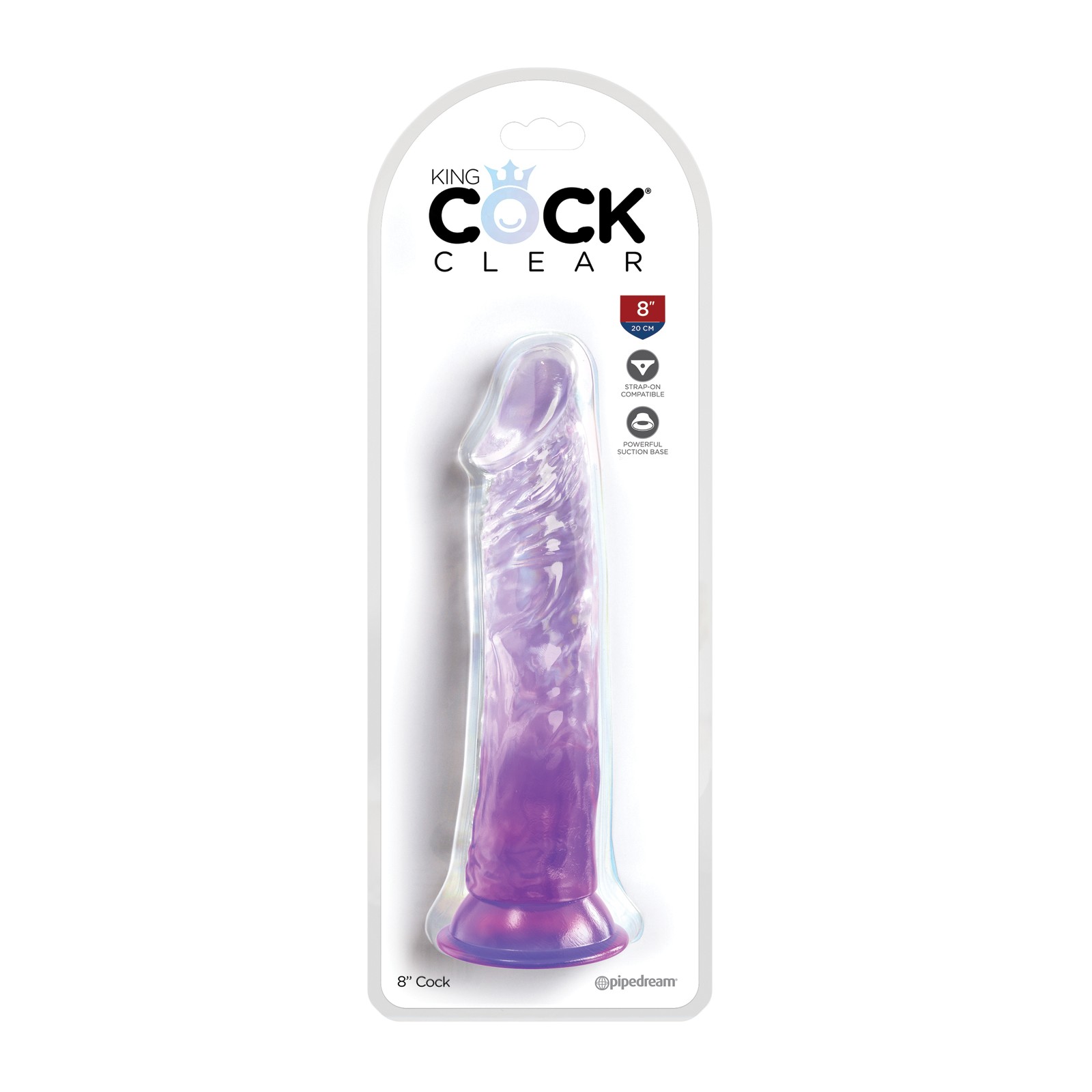 Dildo King Cock Clear 8 Pulgadas Morado