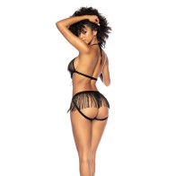 Fringe Halter Top and Open Back Panty Set