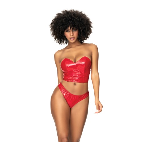 Babydoll de Dos Piezas con Efecto Húmedo - Rojo Deslumbrante