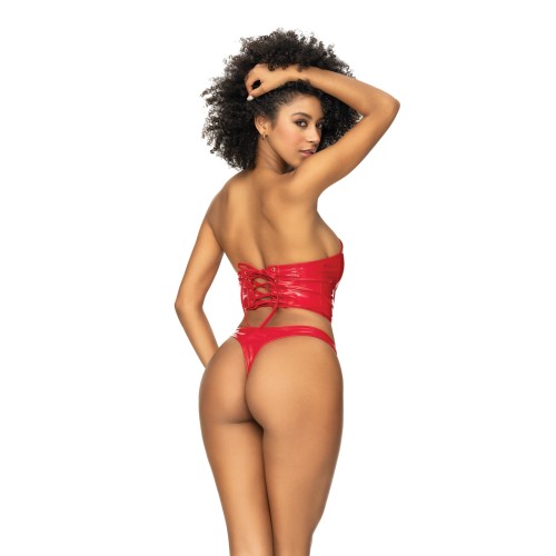 Wet Look Two-In-One Babydoll Red XL