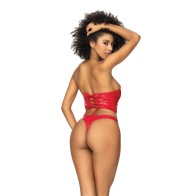 Wet Look Two-In-One Babydoll Red XL