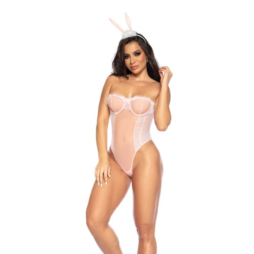 Sexy Bunny Underwire Bodysuit with Head Piece Pink L/XL