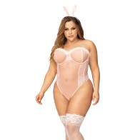 Sexy Bunny Bodysuit with Head Piece - Pink 3X/4X