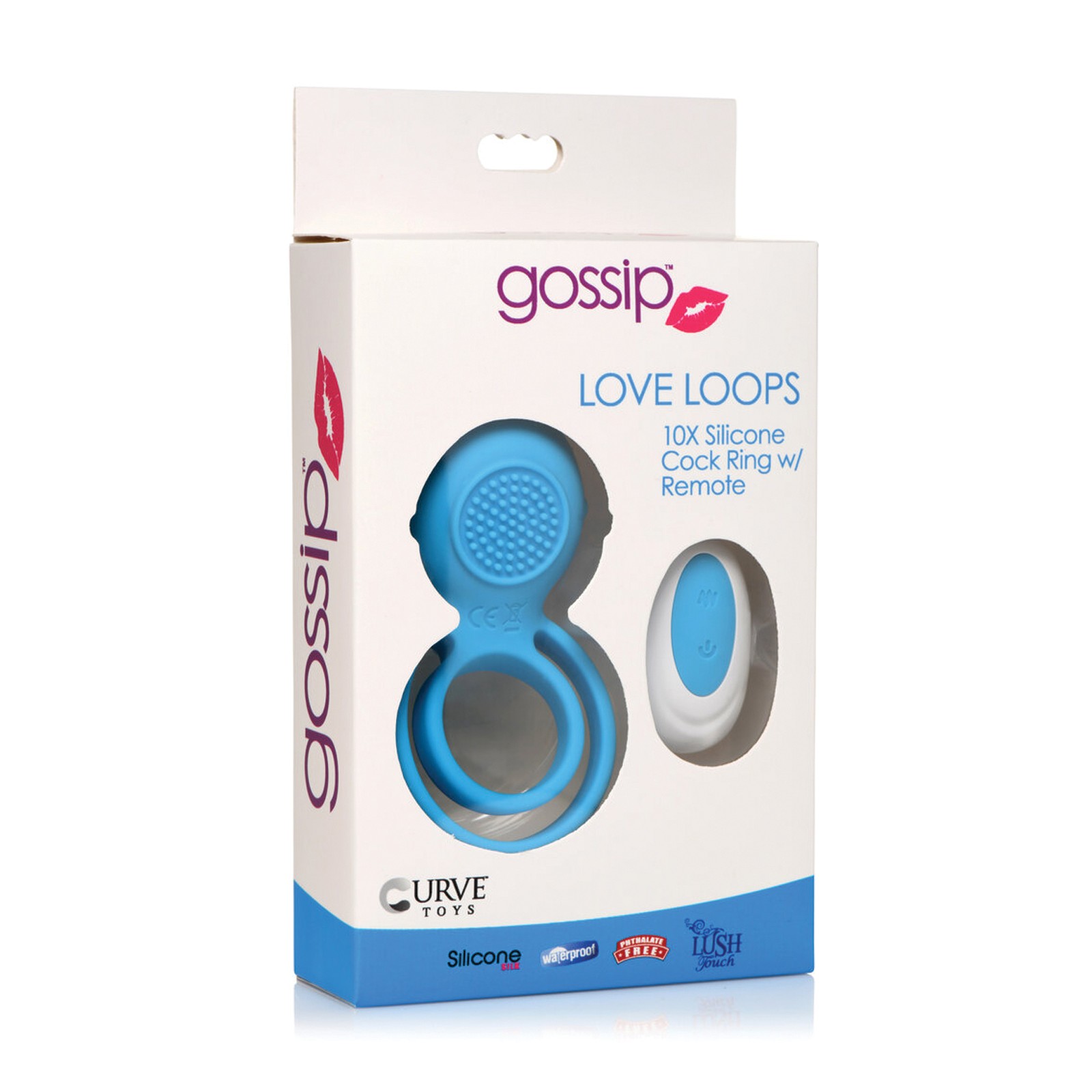 Anillo para pene Curve Toys Gossip Love Loops con control remoto