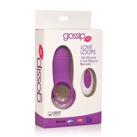 Curve Toys Gossip Love Loops 10X Silicone Cock Ring with Remote - Violet