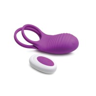 Anillo para el Pene de Silicona Curve Toys Gossip Love Loops 10X con Control Remoto - Violeta