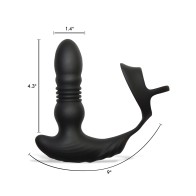 ThunderPlugs 10X Thrusting Silicone Vibrator with Remote Black