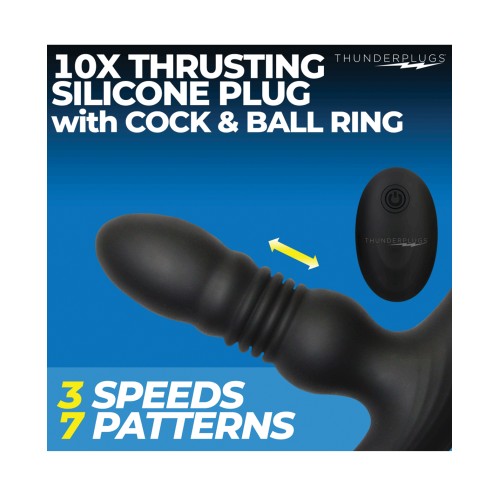 Vibrador de Silicona Con Control Remoto ThunderPlugs 10X Negro