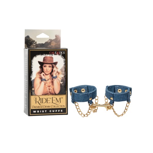 Ride 'Em Denim Collection Wrist Cuffs - BDSM Style