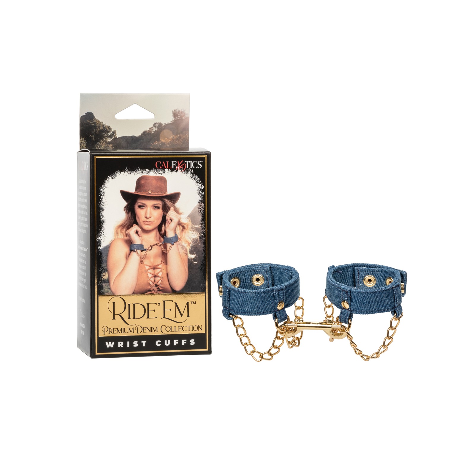 Ride 'Em Denim Collection Wrist Cuffs - BDSM Style