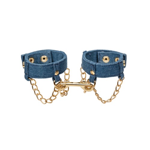 Ride 'Em Denim Collection Wrist Cuffs - BDSM Style