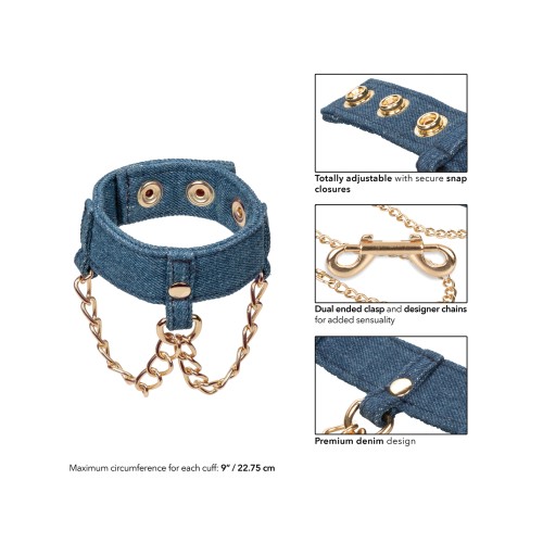 Ride 'Em Denim Collection Wrist Cuffs - BDSM Style