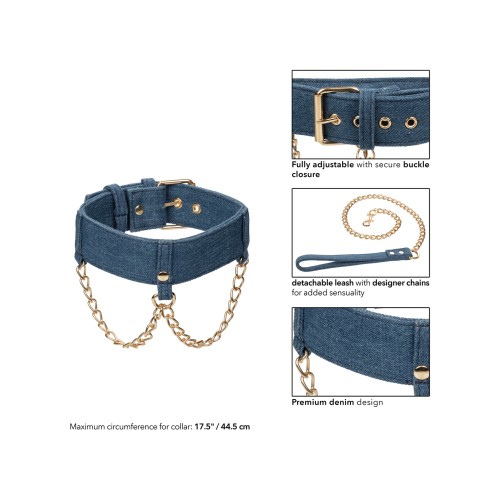 Collar Premium Denim Ride 'Em con Correa - Aventura con Estilo