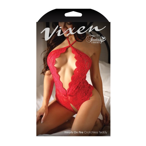 Vixen Hearts on Fire Crotchless Teddy