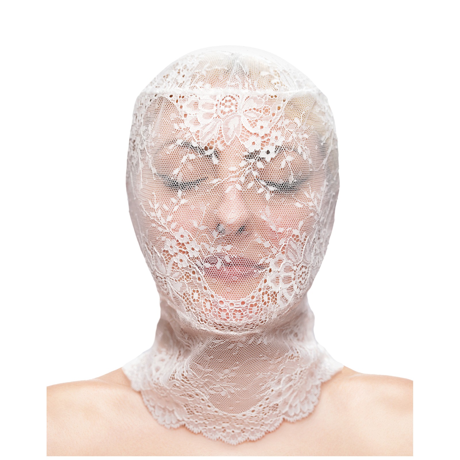 Fetish Fashion Lace Hood White