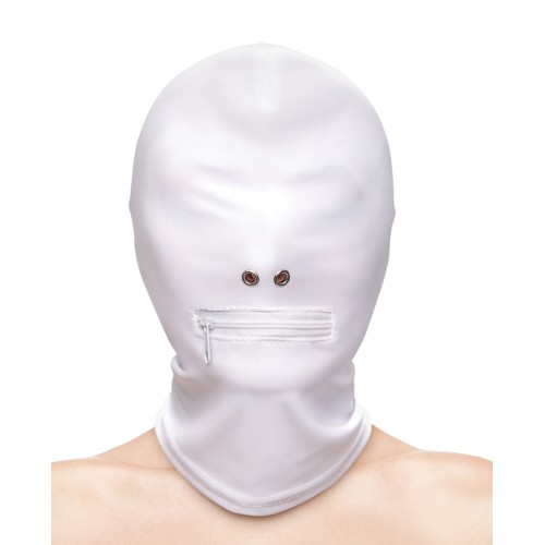 Fetish Zippered Mouth Hood White