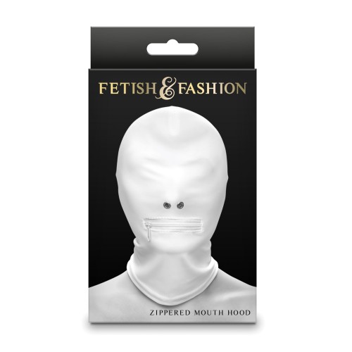 Fetish Zippered Mouth Hood White