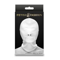 Fetish Zippered Mouth Hood White