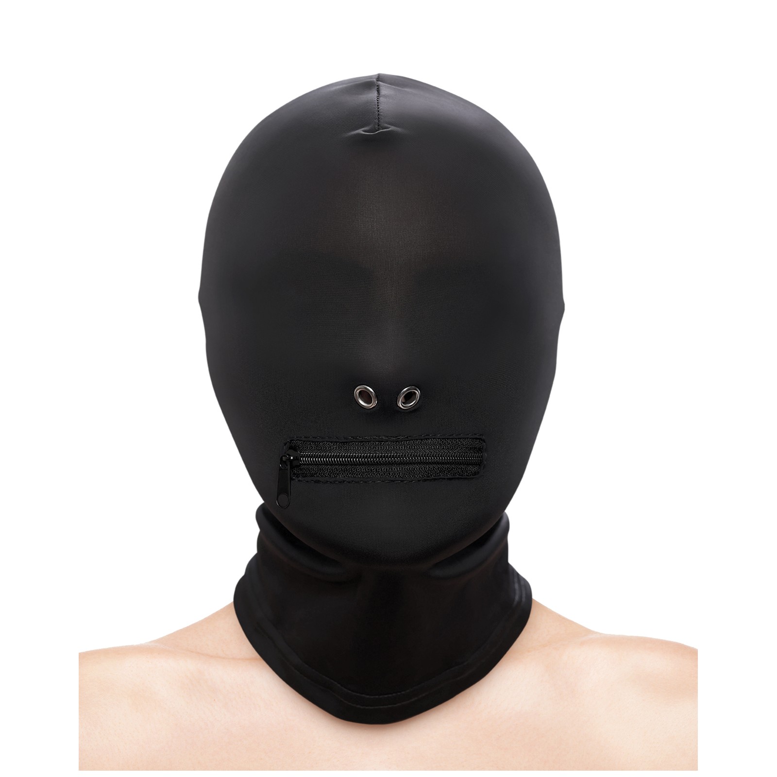 Fetish & Fashion Zippered Mouth Hood Black