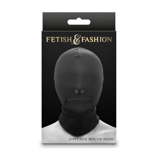 Fetish & Fashion Zippered Mouth Hood Black