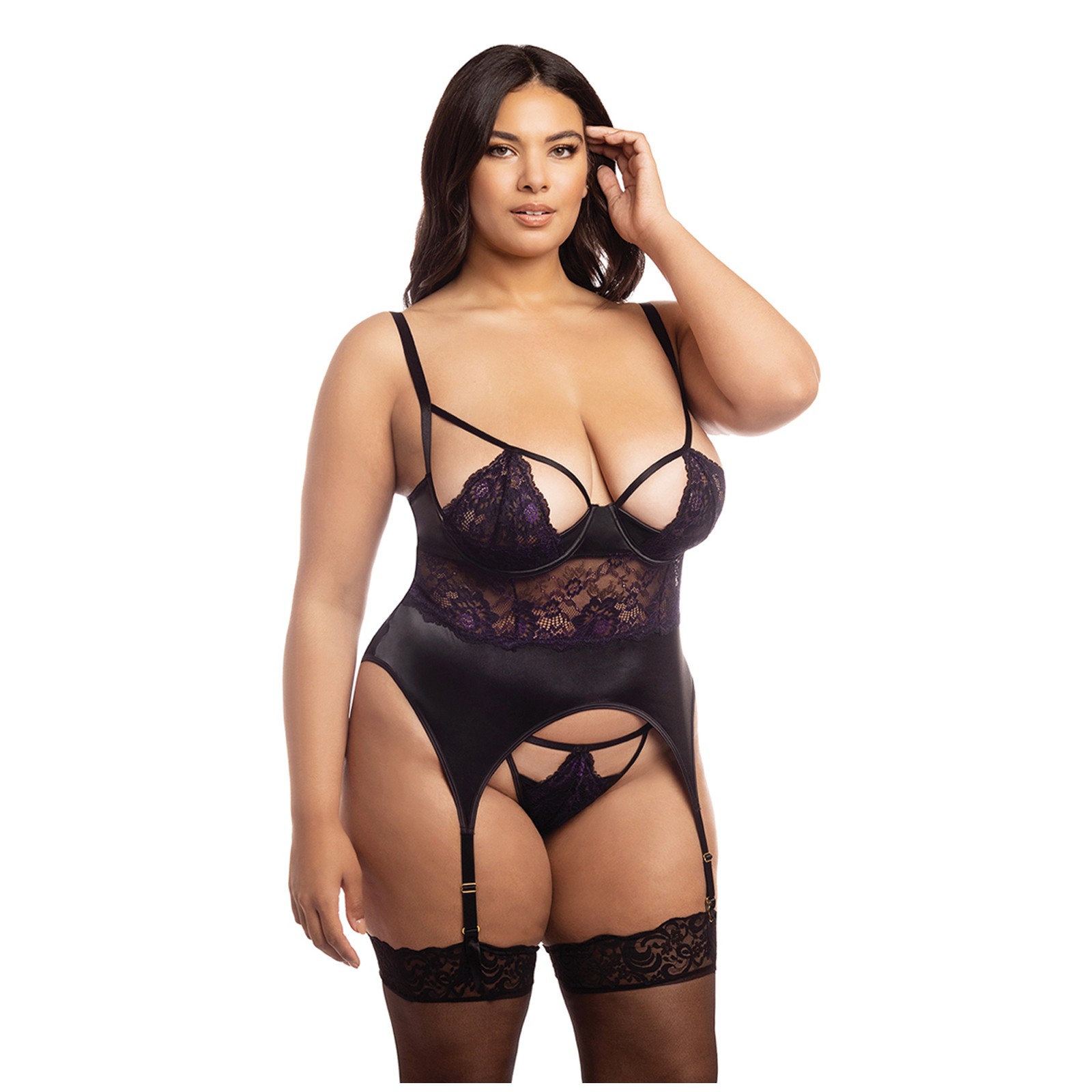 Demi Padded Shelf Cup Merrywidow with Lace Overlay