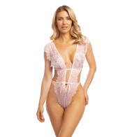 Imani Eyelash Lace High Leg Teddy Pink S/M