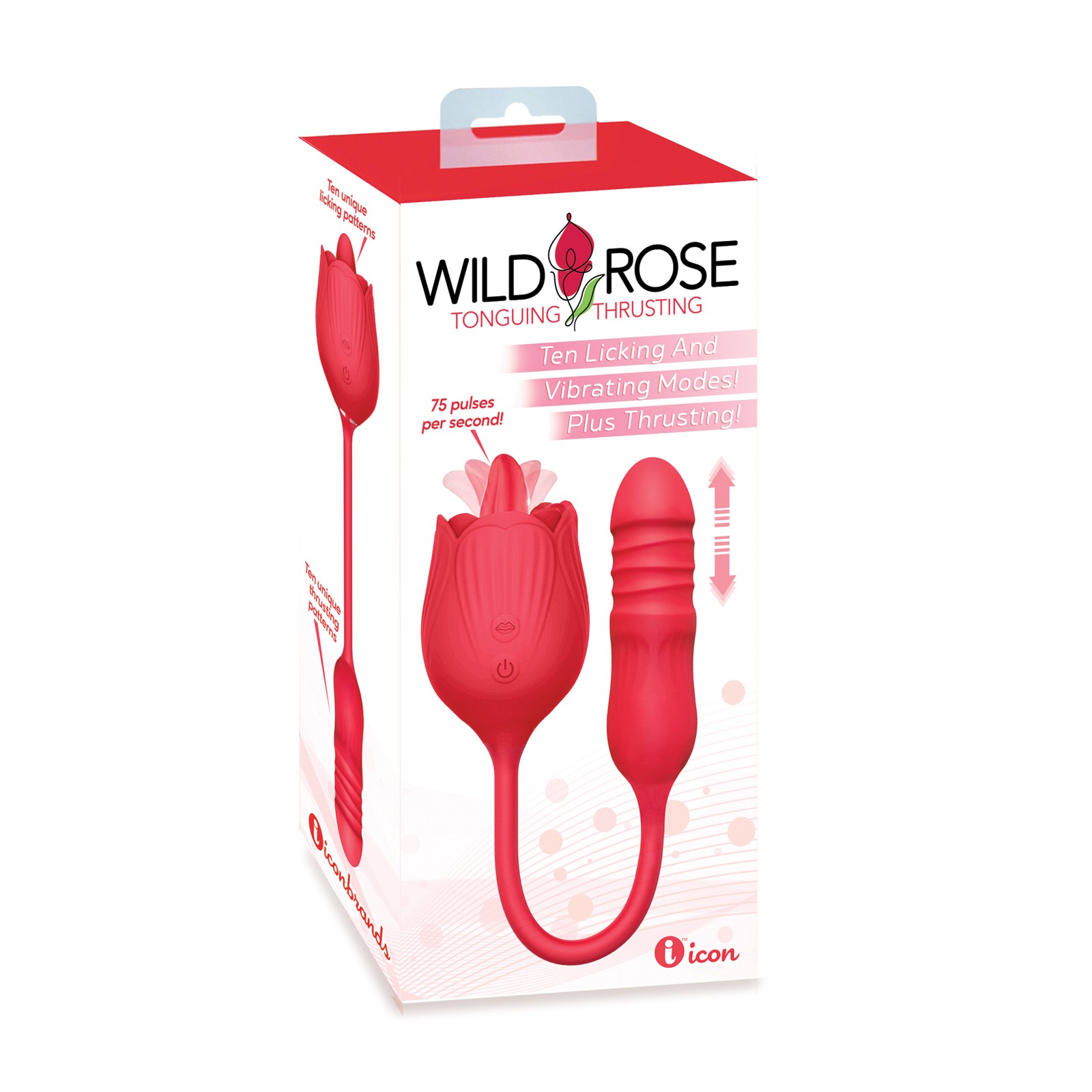 Vibrador Licking & Thrusting Wild Rose Rojo