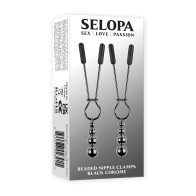 Selopa Beaded Nipple Clamps Black Chrome