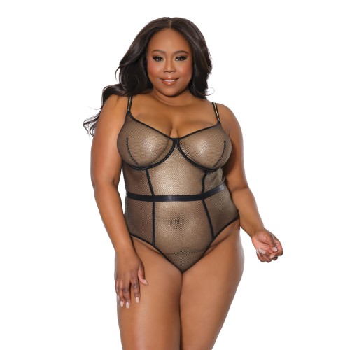 Holiday Metallic Fishnet Teddy Underwire - Sexy Lingerie