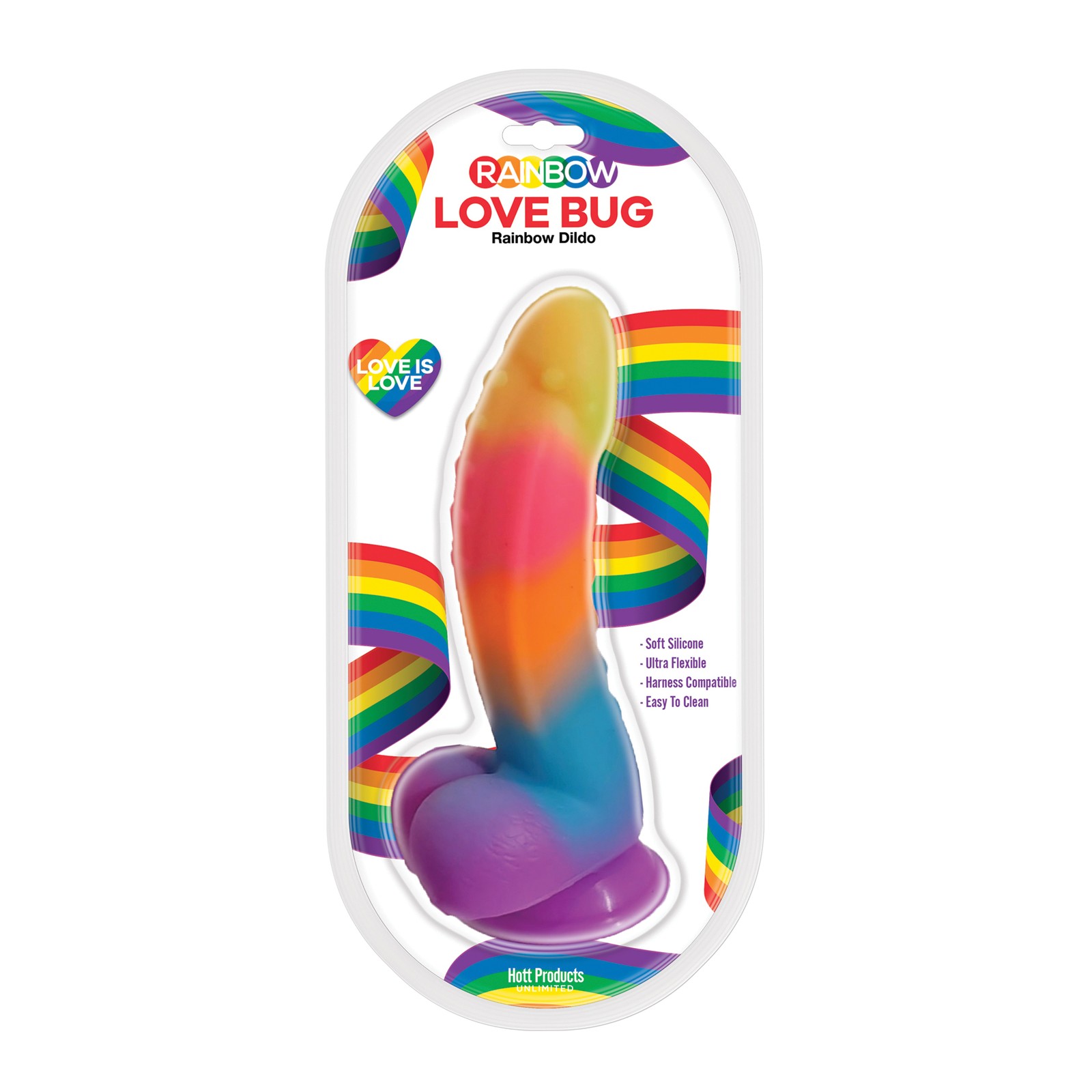 Love Bug Rainbow Dildo - Suction Cup Base