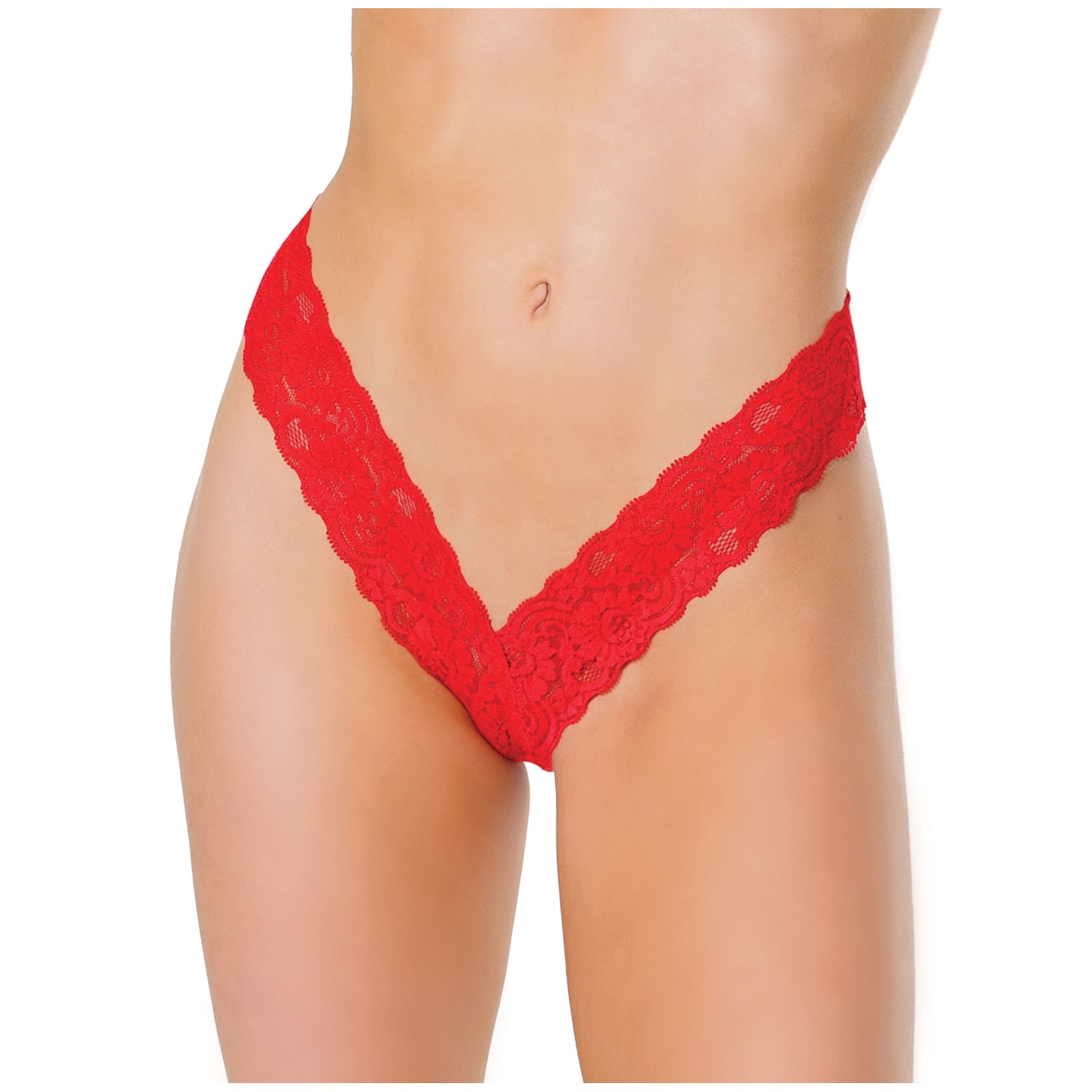 Tanga Alto de Encaje Elástico Holiday Rojo