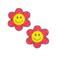 Neva Nude Smiley Flower Power Glitter Pasties Pink Yellow