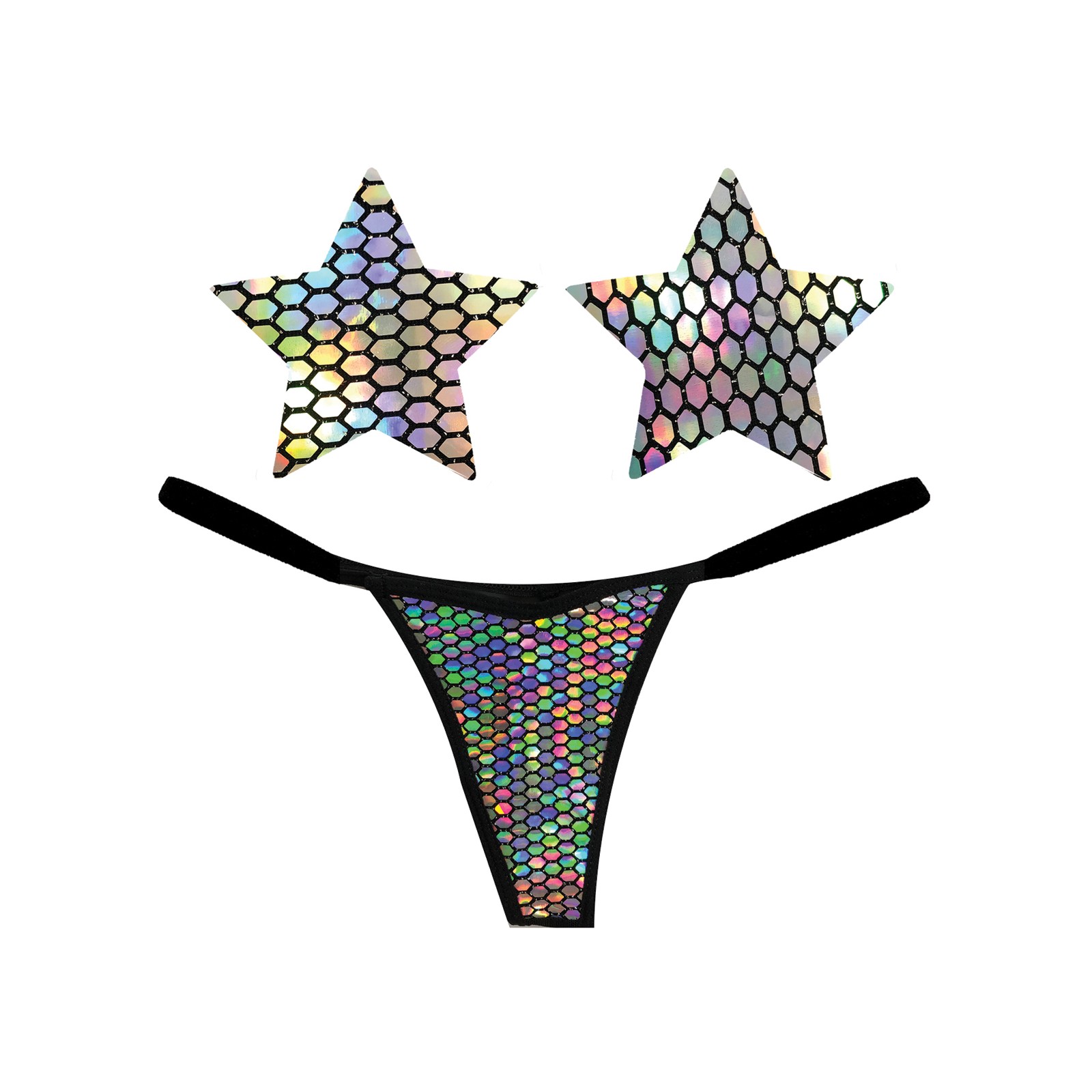 Neva Nude Naughty Knix G-String Holográfico y Pasties