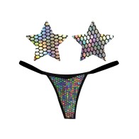 Neva Nude Naughty Knix G-String Holográfico y Pasties