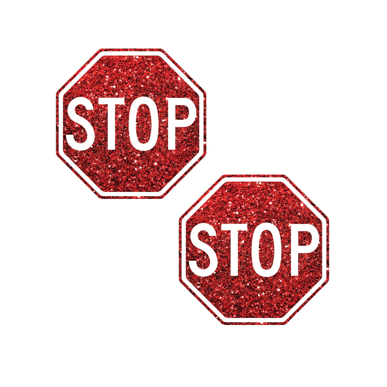 Neva Nude Glitter Pasties - Red Stop Sign