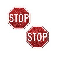 Neva Nude Glitter Pasties - Red Stop Sign