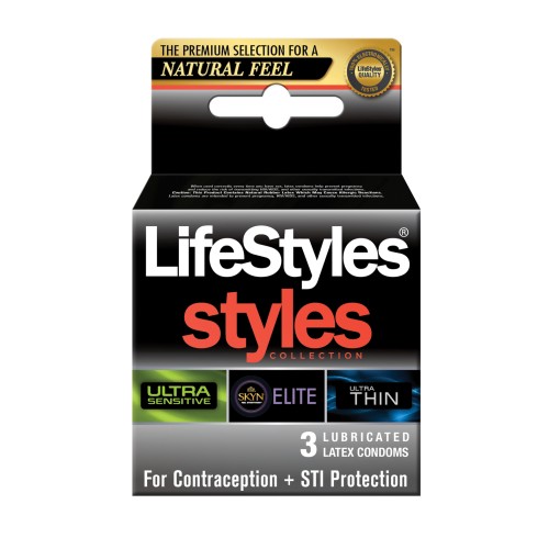 Lifestyles Styles Sensibles Paquete de 3 Condones