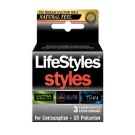 Lifestyles Styles Sensibles Paquete de 3 Condones