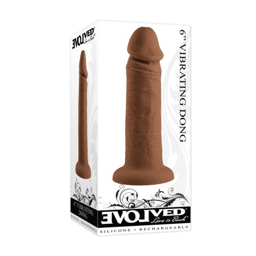 Lifelike 6 Inch Vibrating Dong - Dark