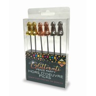 Picks de Aperitivo en Forma de Pene Glitterati Set de 6 para Fiestas Adultas