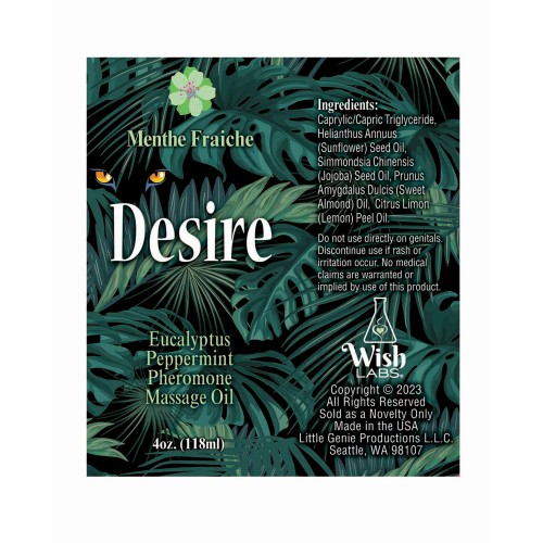 Aceite de Masaje con Feromonas Desire 4 oz Eucalipto Peppermint