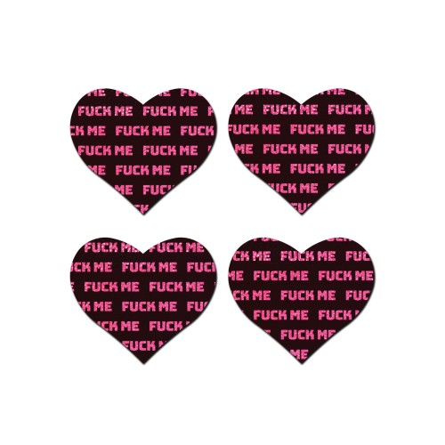 Nipple Pasties Petites Fuck Me Hearts - Negro/Rosa