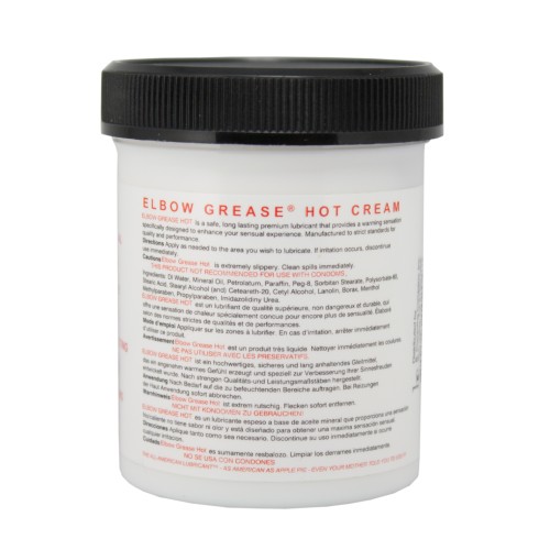 Elbow Grease Hot Cream 4 oz Jar for Enhanced Pleasure